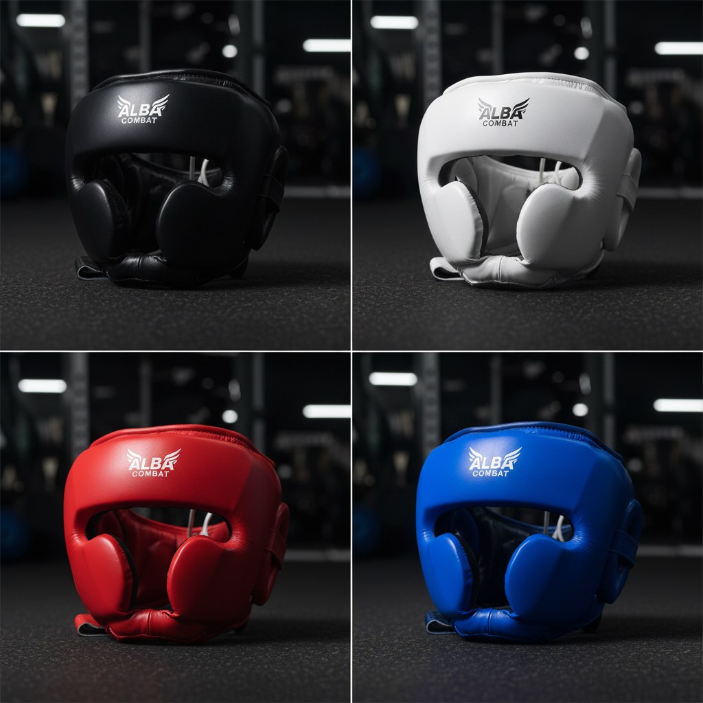 Alba Combat Pro Head Guards in black, white, red and blue