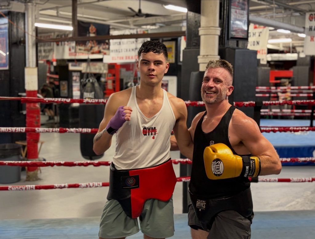 Rio McDonald with his sparring partner in the ring at Gleason’s Gym